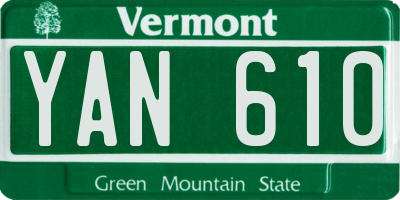 VT license plate YAN610