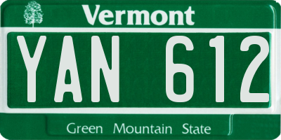 VT license plate YAN612
