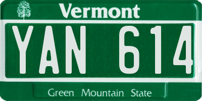 VT license plate YAN614