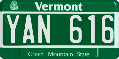 VT license plate YAN616