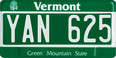 VT license plate YAN625