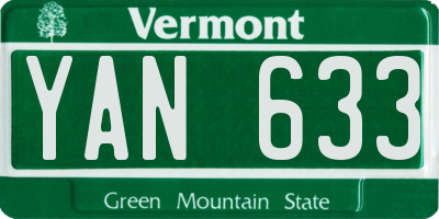 VT license plate YAN633