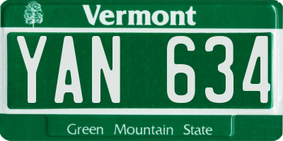 VT license plate YAN634