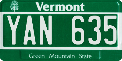 VT license plate YAN635
