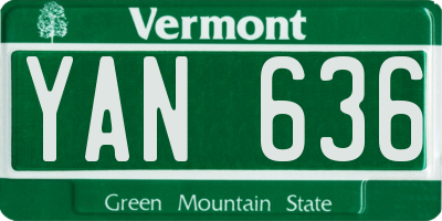VT license plate YAN636