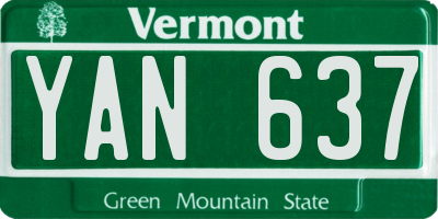 VT license plate YAN637