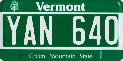 VT license plate YAN640
