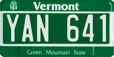 VT license plate YAN641