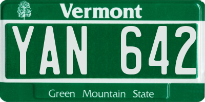 VT license plate YAN642