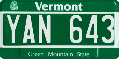 VT license plate YAN643