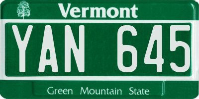 VT license plate YAN645