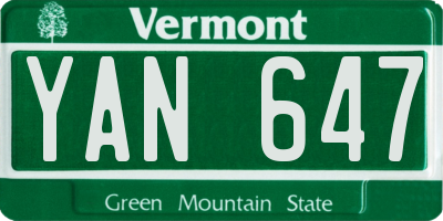 VT license plate YAN647