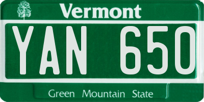 VT license plate YAN650