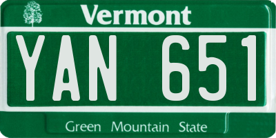 VT license plate YAN651