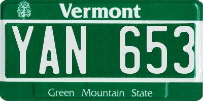 VT license plate YAN653
