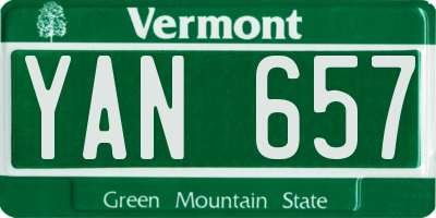 VT license plate YAN657