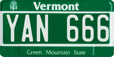 VT license plate YAN666