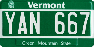 VT license plate YAN667