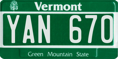 VT license plate YAN670