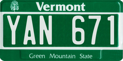 VT license plate YAN671