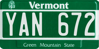 VT license plate YAN672