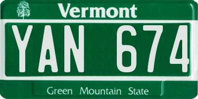VT license plate YAN674