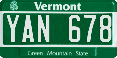 VT license plate YAN678