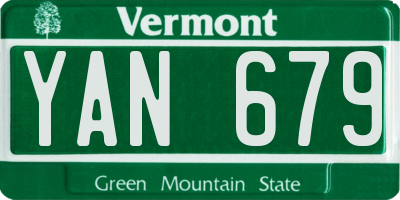 VT license plate YAN679