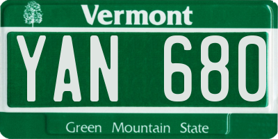 VT license plate YAN680