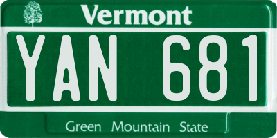 VT license plate YAN681