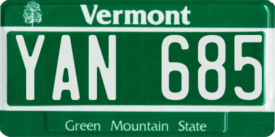 VT license plate YAN685