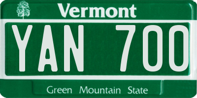 VT license plate YAN700