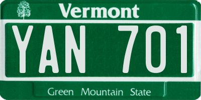 VT license plate YAN701