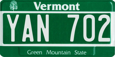 VT license plate YAN702