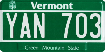VT license plate YAN703