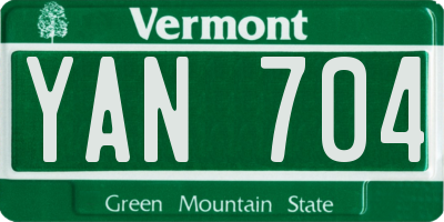 VT license plate YAN704