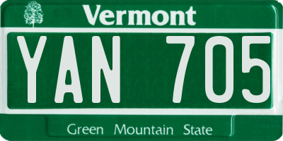 VT license plate YAN705