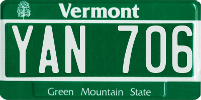 VT license plate YAN706