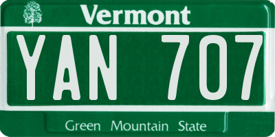 VT license plate YAN707