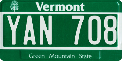 VT license plate YAN708