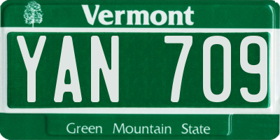 VT license plate YAN709