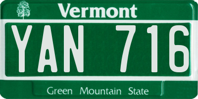 VT license plate YAN716