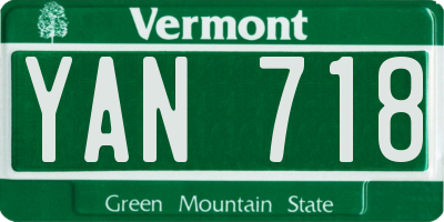 VT license plate YAN718