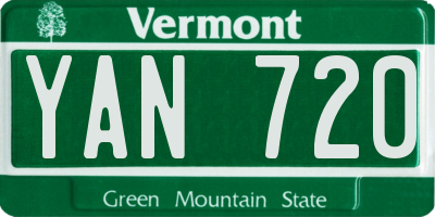 VT license plate YAN720
