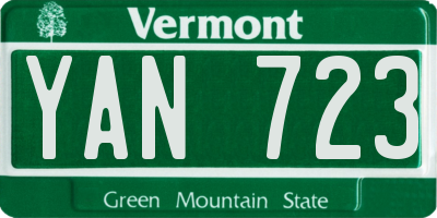 VT license plate YAN723