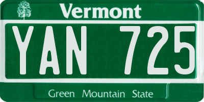 VT license plate YAN725