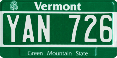 VT license plate YAN726