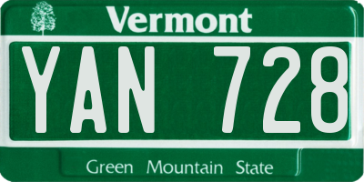VT license plate YAN728