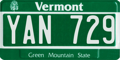 VT license plate YAN729