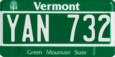 VT license plate YAN732